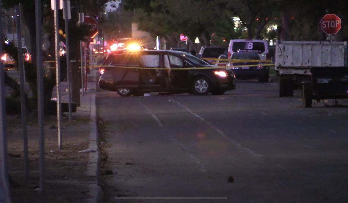 Three people were seriously injured in a two-vehicle crash in southeast Fresno, California on Saturday, April 15, 2023.