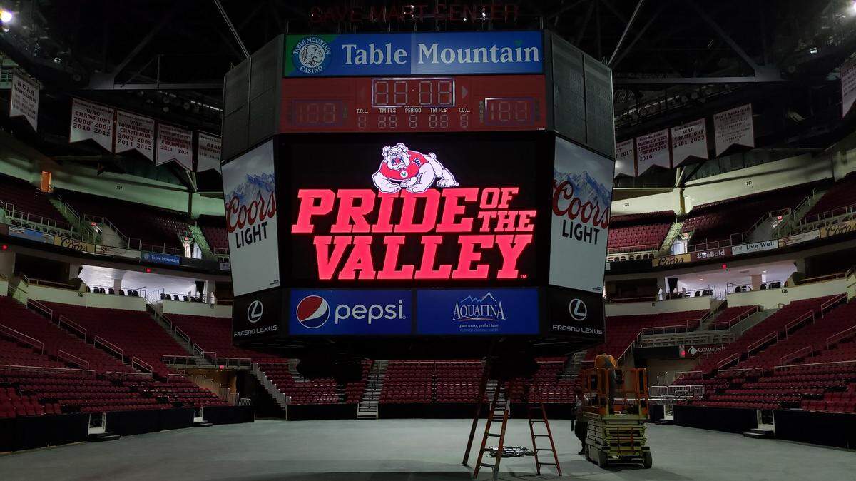 Fresno State has installed long-awaited high-definition video boards in the Save Mart Center scoreboard. The project has been in the works since the summer of 2017.