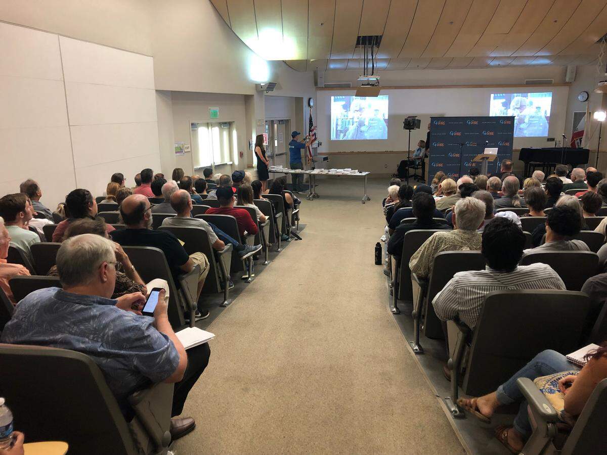 A packed forum hall listened to author Alison Weir speak about Israel influence on America during a lecture Wednesday, Sept. 18, 2019, at Clovis Community College.