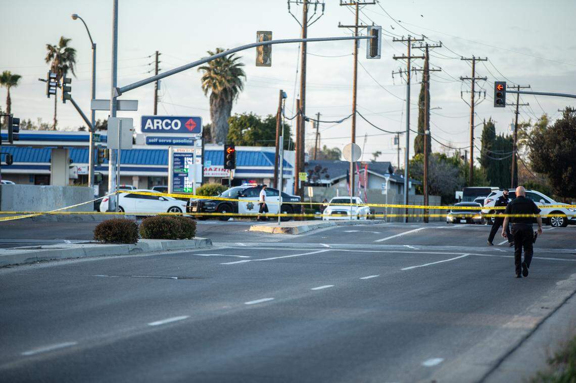 Fresno, California, police were investigating a shooting that left a man in critical condition after the incident at McKinley and Chestnut avenues on Monday, March 22, 2021.