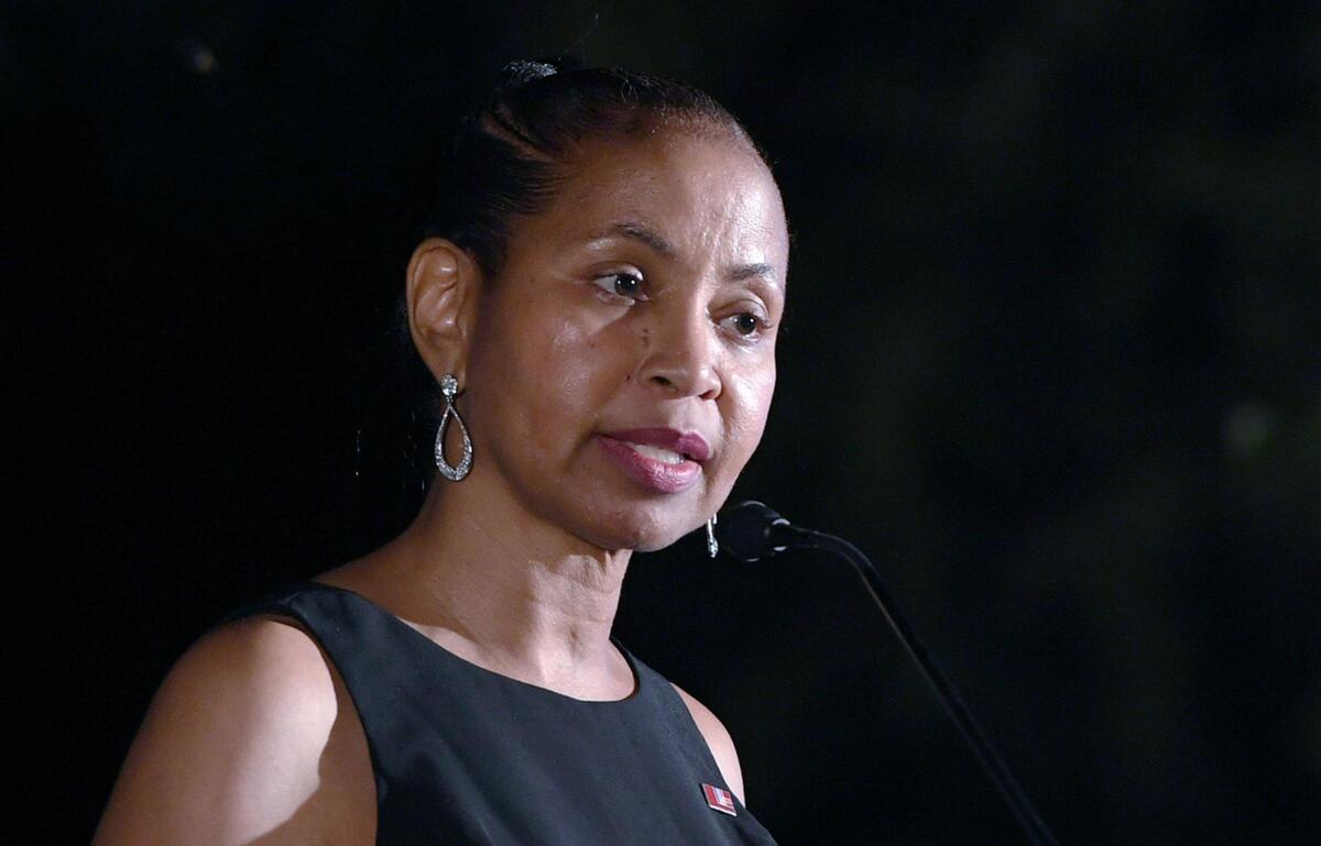 Wendy McCulley, President, The Foundation for Fresno Unified Schools speaks at the State of Education Gala hosted by The Foundation for Fresno Unified Schools at the Fresno Chaffee Zoo Thursday evening, Oct. 6, 2022 in Fresno.