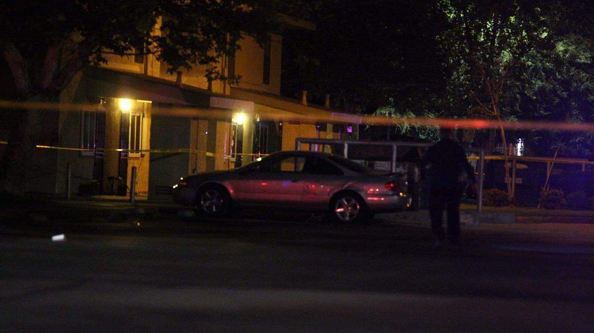 A shooting broke out Thursday night with 26 rounds fired, striking a vehicle in an apartment complex in southwest Fresno.