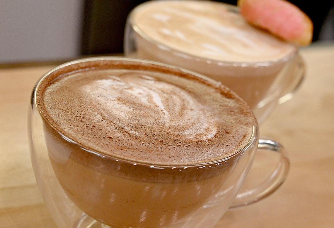 One of the specialty coffee drinks at Mi Cafesito, a Latin America-themed coffee shop in Manchester Mall.