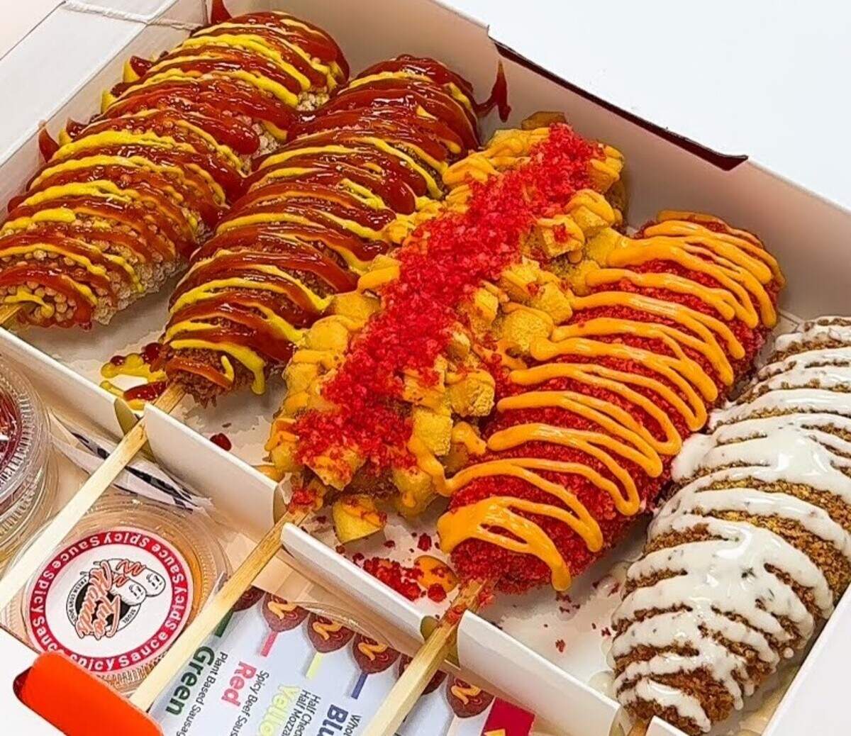 A selection of Korean corn dogs from Tow Hands at the Sierra Vista Mall in Clovis.
