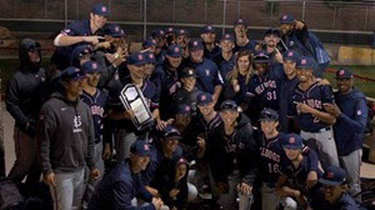 The Fresno State baseball team hoists the Mountain West Conference baseball regular-season championship trophy Thursday night at UNLV. The Bulldogs on Saturday finished a sweep of the Rebels to charge into the conference tournament Memorial Day weekend in Reno.