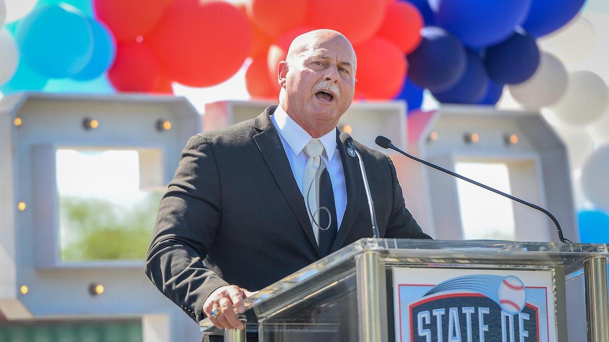 Mayor Jerry Dyer gives his State of the City address at Chukchansi Park in downtown Fresno on Friday, June 25, 2021.