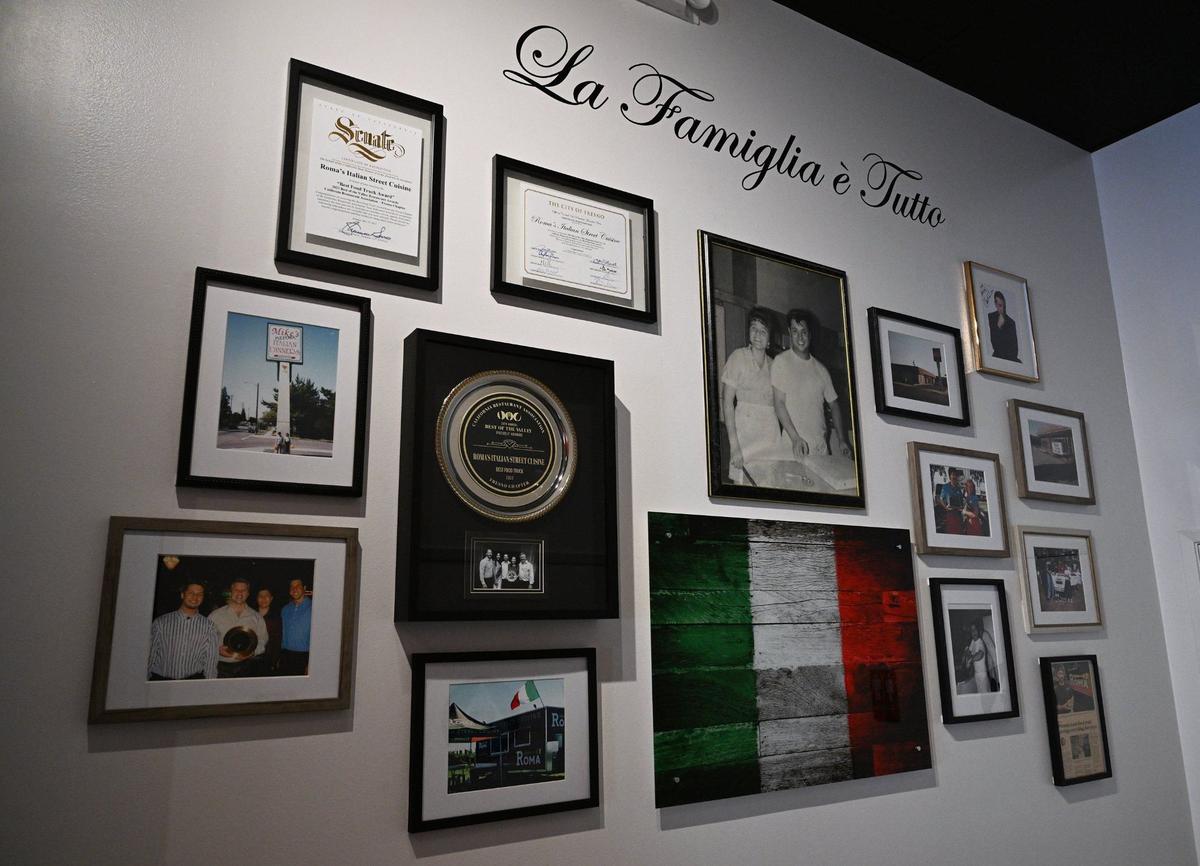 Andrew DiNuzzo’s family has founded several Italian restaurants in town, including Mike’s Pizzeria, whose owners are pictured in the center photo.