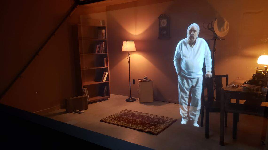 A hologram of William Saroyan speaks to visitors during the grand opening of the William Saroyan House Musem in central Fresno on Friday, Aug. 31, 2018.