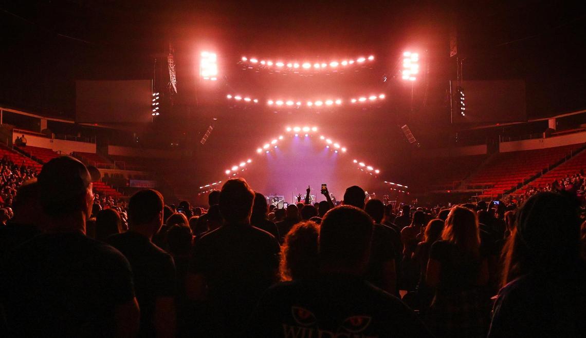 Pearl Jam performs for fans during their North American tour stop at the Save Mart Center in Fresno on Monday, May 16, 2022.