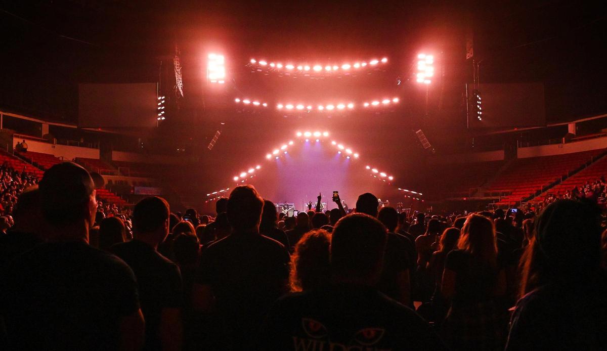 Pearl Jam performs for fans during their North American tour stop at the Save Mart Center in Fresno on Monday, May 16, 2022.
