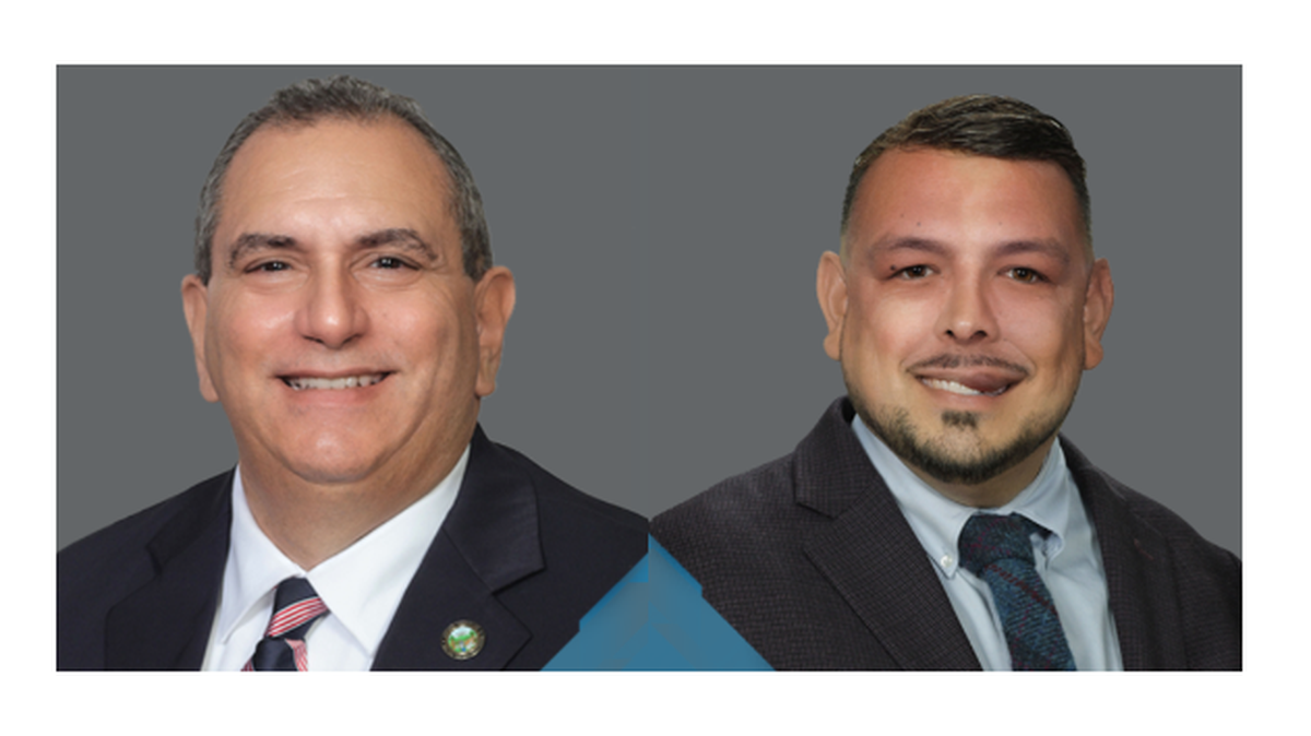 El presidente de la junta del Condado de Tulare, Larry Micari, izquierda, hizo comentarios ofensivos contra el supervisor Eddie Valero (derecha) durante un foro de candidatos celebrado en la Iglesia Legacy, en Visalia, el domingo por la mañana. El foro no incluyó a ningún candidato latino.