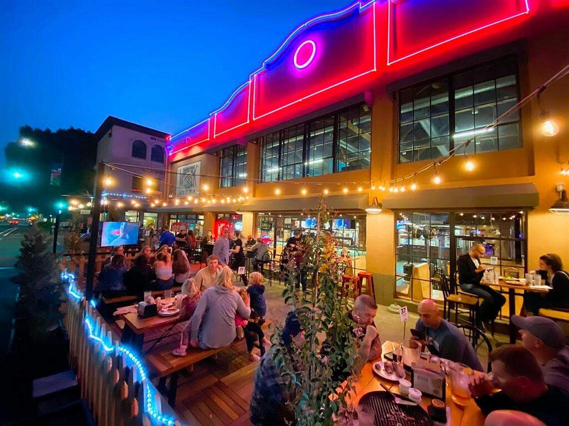 The San Luis Obispo Woodstock’s Pizza is pictured in this handout photo from the company.