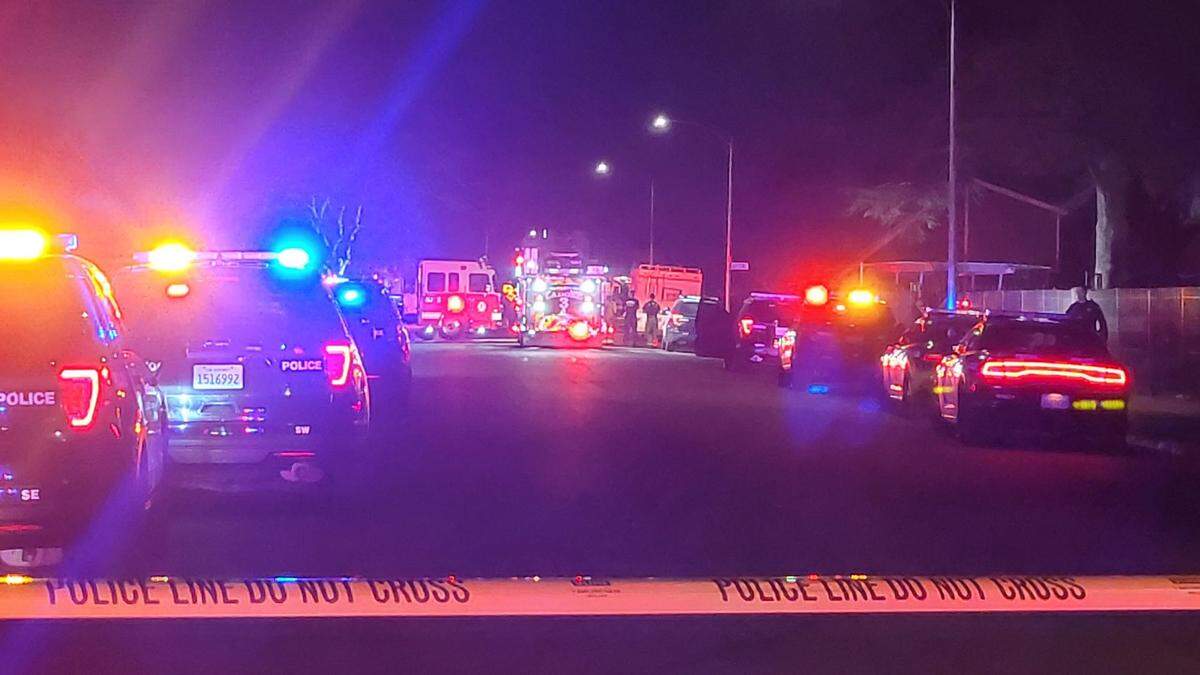 Fresno police and firefighters descended on the scene of a shooting Sunday evening, Feb. 6, at an apartment complex near Lorena and Tupman avenues in southwest Fresno.