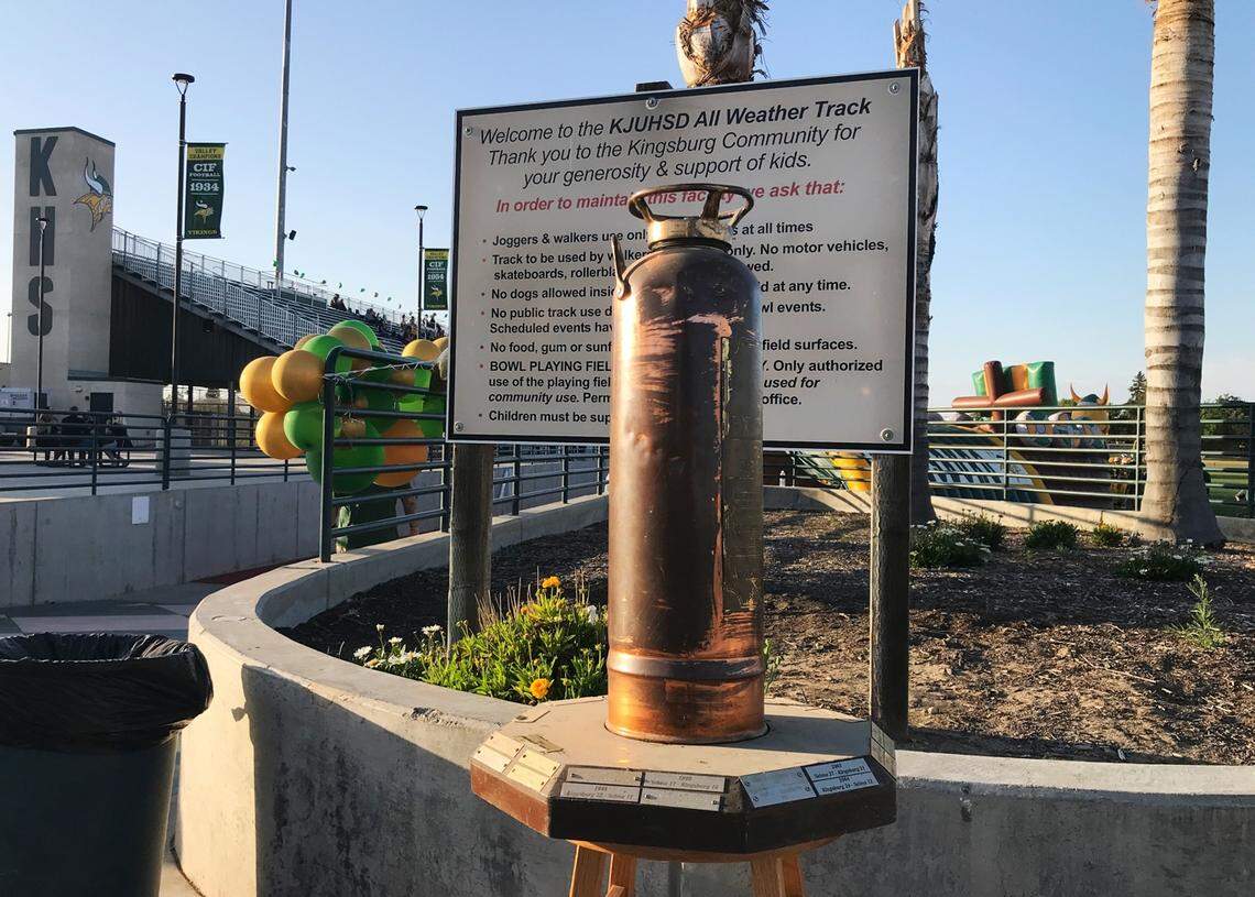 Kingsburg and Selma are playing in the annual Battle for the Fire Extinguisher on Friday, April 16, 2021.
