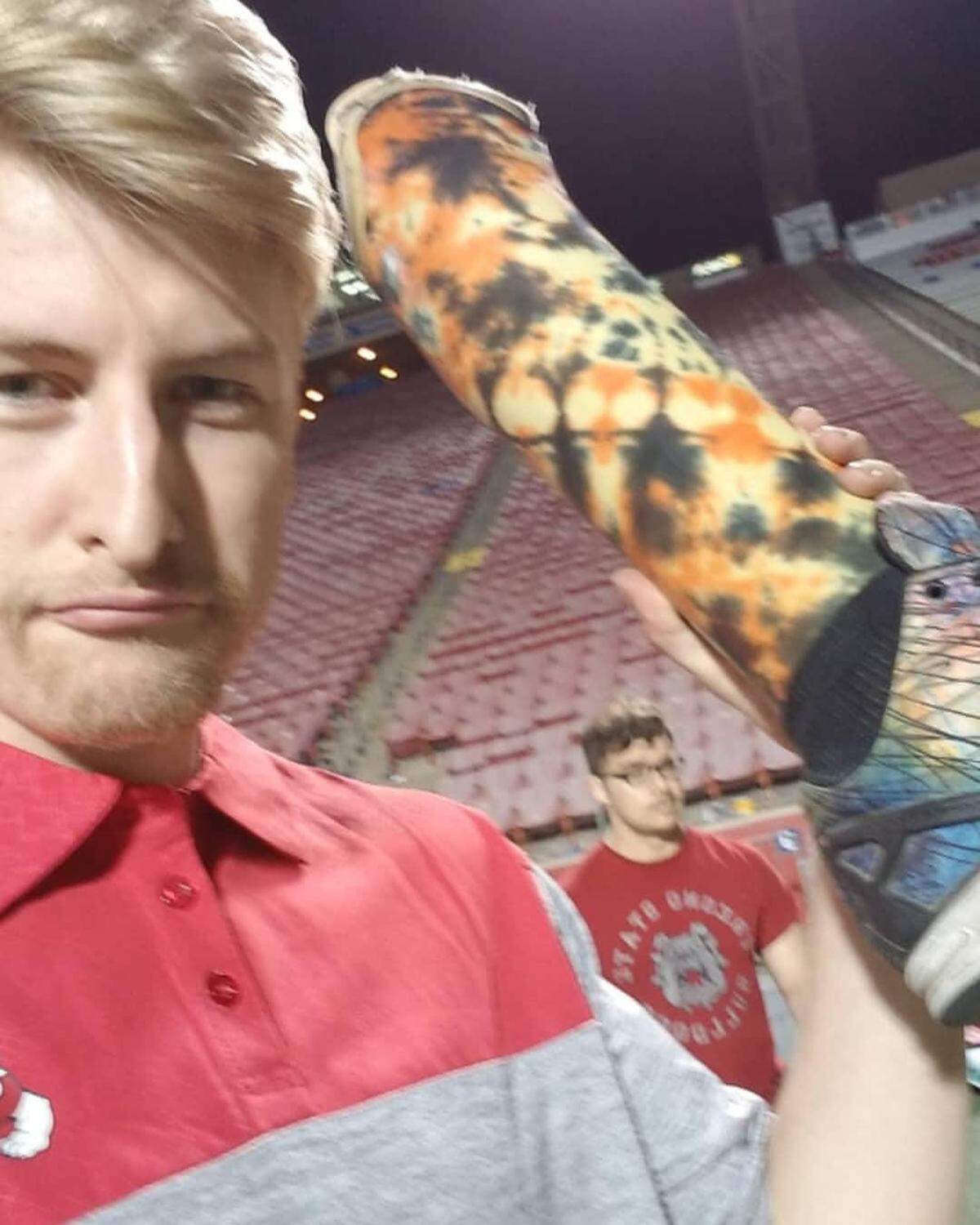 Buddies Chase Goossen and Jeff Saul were part of a video viral after essentially photo bombing a sports live shot on KSEE-24 following Fresno State’s season opener Sept. 1.