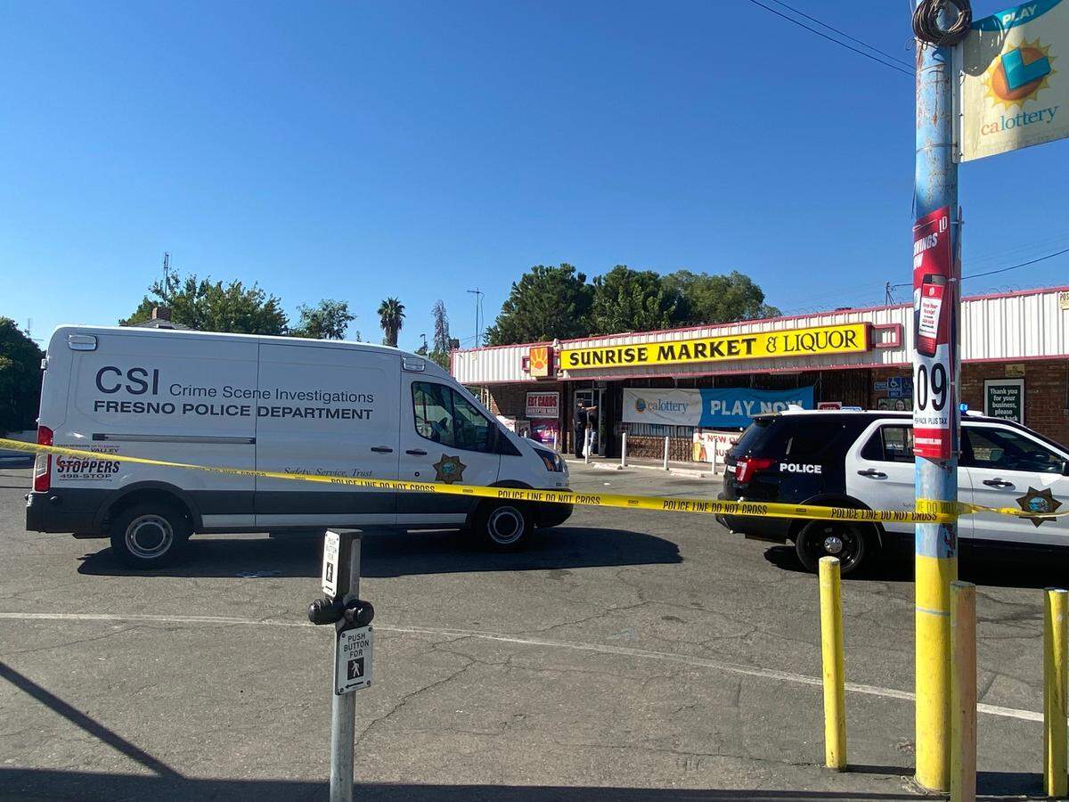 Two men held down the store owner of Sunrise Market and Liquor while two more carried out the safe from the store in the Tower District on Wednesday, Sept. 28, 2022, Fresno police said.