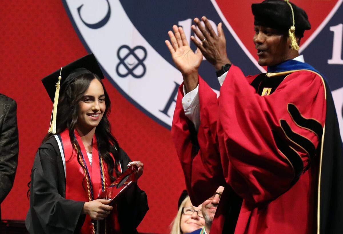Vanessa Jauregui-Salgado earned a bachelor’s degree in Agricultural Business with a 4.0 GPA from the Fresno State College of Agricultural Sciences and Technology at the college’s graduation ceremony at the Save Mart Center on May 16, 2025. Jauregui-Salgado was named the dean’s undergraduate medalist.