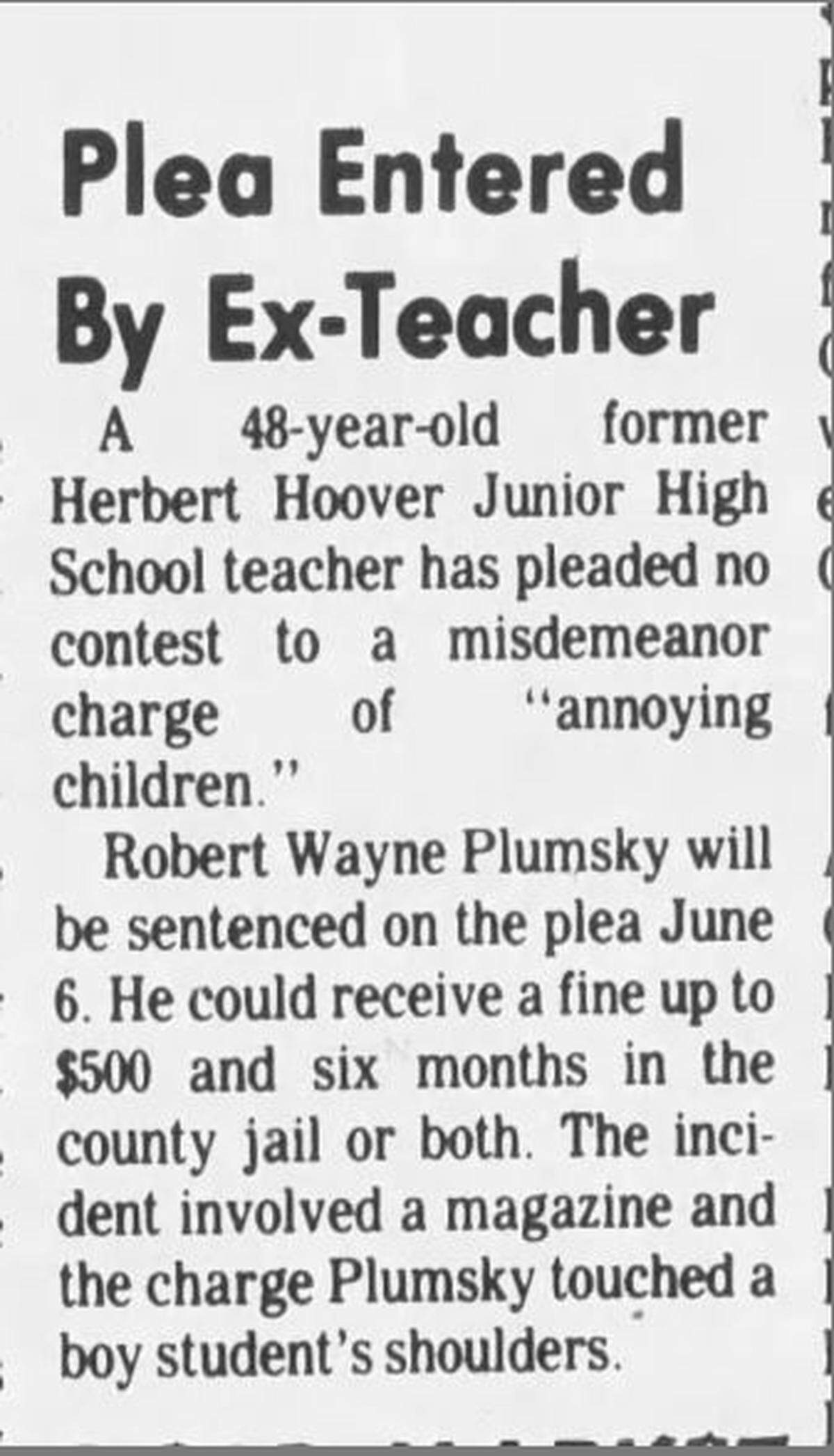 A Merced Sun-Star article published on May 25, 1977 reported on Plumskey’s conviction.