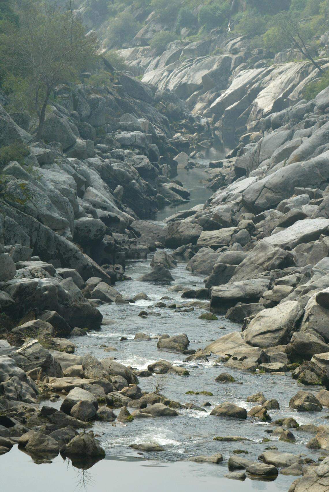 The San Joaquin River flows toward Millerton Lake in this 2005 photograph taken from the “green bridge” at the San Joaquin River Gorge Special Recreation Management Area near Auberry.