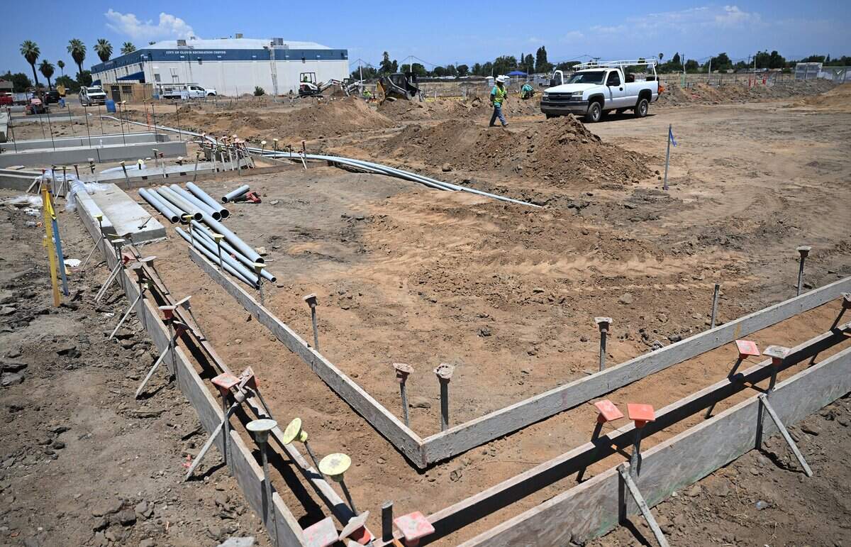 Construction is seen just south of the Clovis Recreation Center along Clovis Avenue at Dakota Avenue, background, on Wednesday, June 17, 2026. A gas station will reportedly be built.