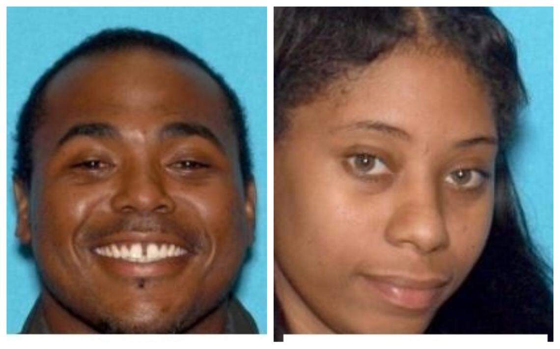 A murder warrant has been issued for Dhante Jackson, left. Samantha Johnson, right, is Jackson’s girlfriend.