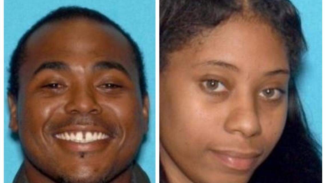 A murder warrant has been issued for Dhante Jackson, left. Samantha Johnson, right, is Jackson’s girlfriend.