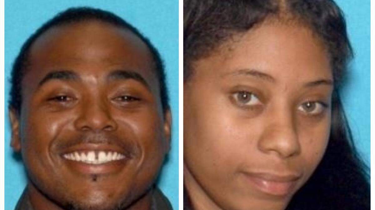 A murder warrant has been issued for Dhante Jackson, left. Samantha Johnson, right, is Jackson’s girlfriend.