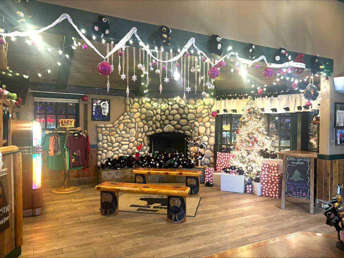 Black Bear Diner, 3602 West Shaw Ave. in Fresno, is decorated for the holidays. Several Fresno-area restaurants are offering special holiday dinners and takeout meals for Christmas Eve, Dec. 24, and Christmas Day, Dec. 25, 2024.
