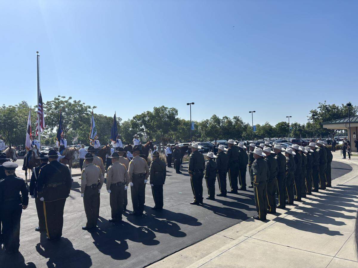 Family, law enforcement and community gathered Tuesday, April 28, 2026, in Visalia to remember Tulare County deputy Randy Hoppert's service and sacrifice after the fatal April ambush in north Porterville.