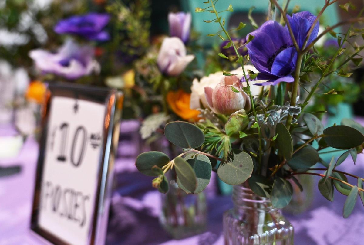 Fresh cut specialty flowers sold by local Central Valley growers were the feature at the first Flower Market, held inside the Sun Stereo Warehouse in downtown Fresno’s Brewery District Saturday, March 18, 2023.