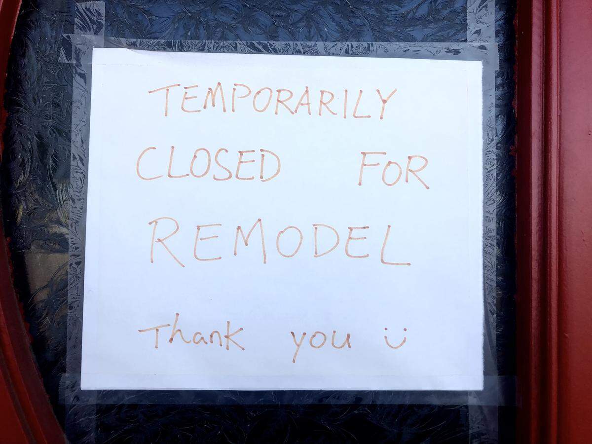 A sign taped on the front door of the Mitsui Buffet is Clovis states that the restaurant is closed for remodel. But signs elsewhere indicate Mitsui might be going out of business after its liquor license was revoked and its health permit was not renewed.