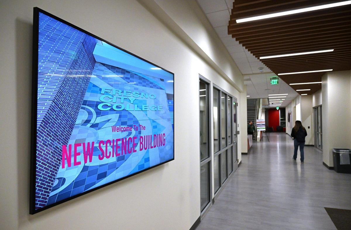 An interior hallway at Fresno City College’s new Science Building seen Tuesday, Jan. 14, 2025 in Fresno.