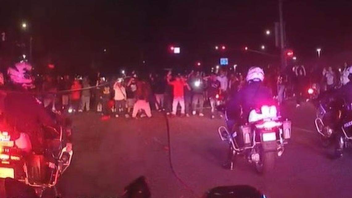 The Fresno Police Department says it broke up eight sideshows on Easter Sunday, including one at Blackstone and Nees avenues.