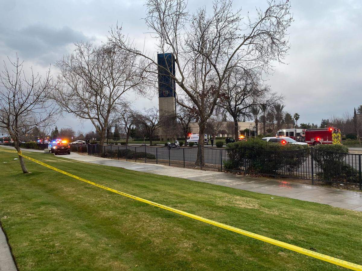 Fresno police blocked off Herndon Avenue and part of a Walmart parking lot as they investigate a death Saturday, March 4, 2023.