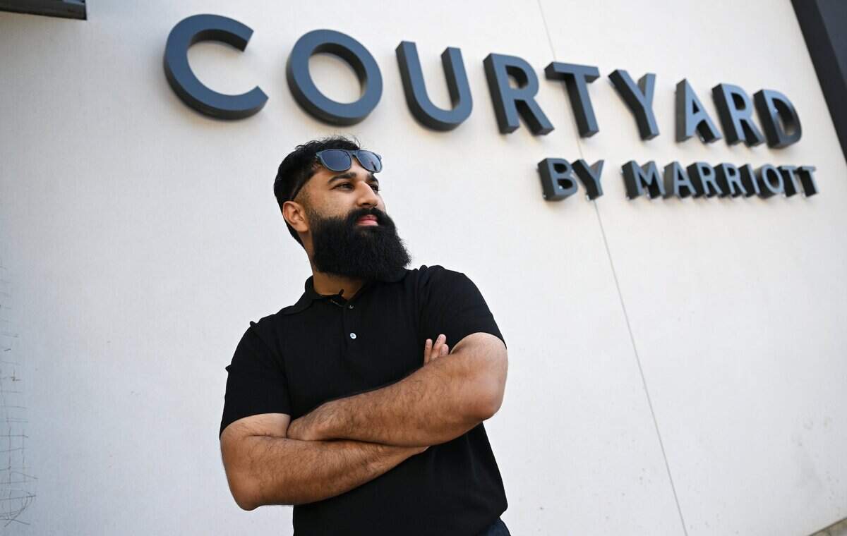 Nicholas Bains, Regional Vice President of Axis Hotel Group, stands outside the new Courtyard by Marriot Downtown under construction next to the Fresno Convention Center on M Street Wednesday, June 24, 2026 in downtown Fresno.