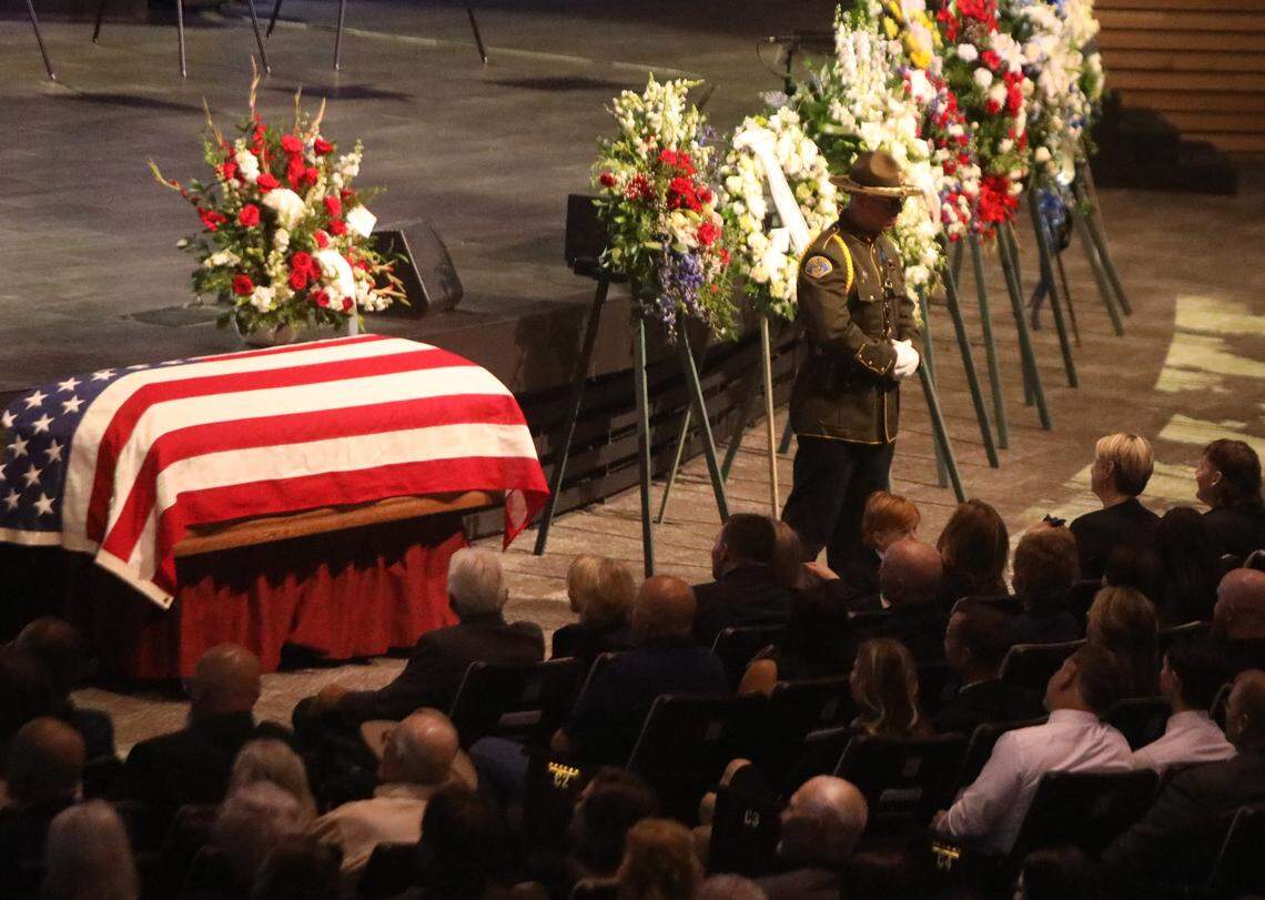 Family, law enforcement and community gathered Tuesday, April 28, 2026, in Visalia to remember Tulare County deputy Randy Hoppert’s service and sacrifice after the fatal April ambush in north Porterville.