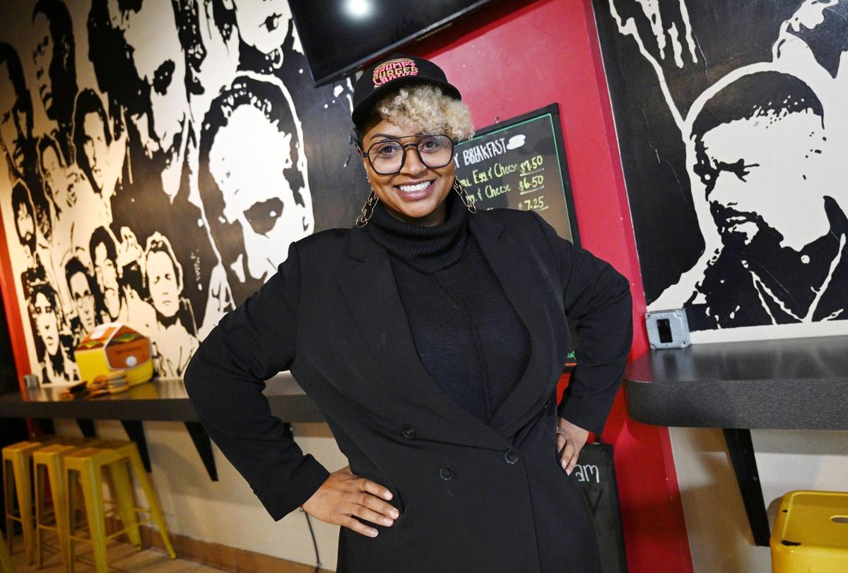 Des Washington is bringing back her father’s downtown Fresno restaurant Take 3 to be called Take 3 x Grumpy Burger Lady’s, offering the same burgers her father made popular with her own Grumpy Lady spin. Photographed Dec. 11, 2024.