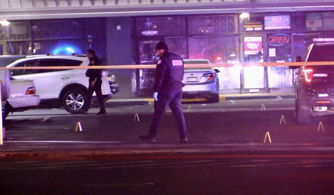 Shots were fired outside a Fresno, California, restaurant, injuring an employee on Saturday, Dec. 30, 2023.
