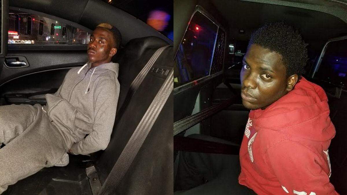 Fresno police arrested Jasiah Cooper, left, and Keshawn Givins during a traffic stop Sunday night, Nov. 11, 2018 in southeast Fresno.