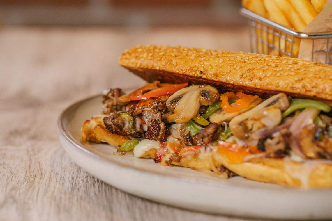 The Philly cheesesteak sandwich is a popular seller at newly opened Blast & Brew in northwest Fresno.