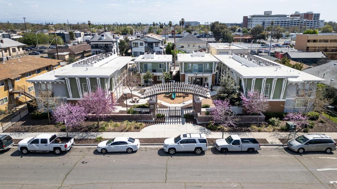 The Fenix apartment building in Fresno’s Lowell neighborhood photographed on Thursday, March 27, 2025. The complex was one of the sites the Incremental Development Alliance has helped develop. Inc Dev, is a nonprofit alliance that empowers small developers and local communities to create stronger neighborhoods through incremental, bottom-up development.