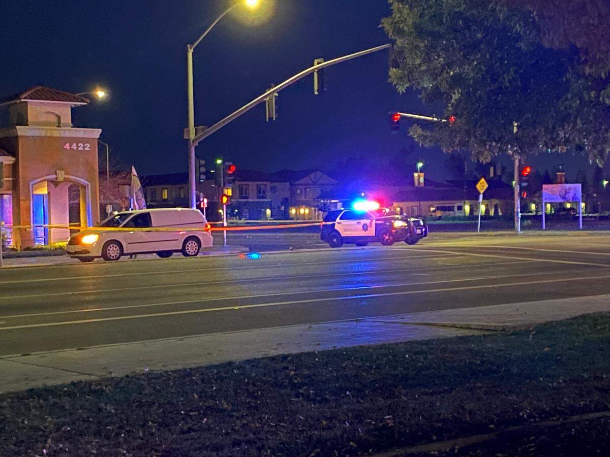 A man was killed after he was struck by a vehicle at Ashlan and Blythe avenues in Fresno, California on Monday, Dec. 5, 2022.