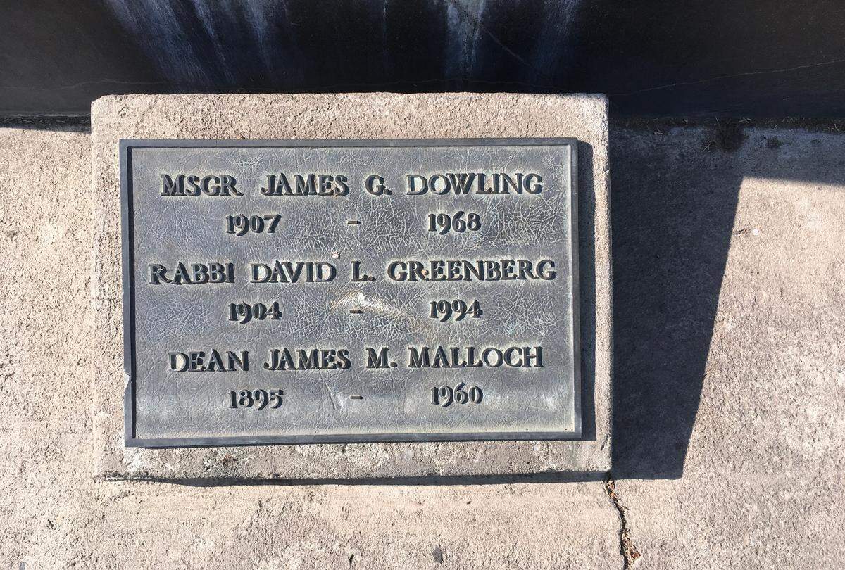 The plaque in Fresno Courthouse Plaza dedicated to The Forum For Better Understanding.