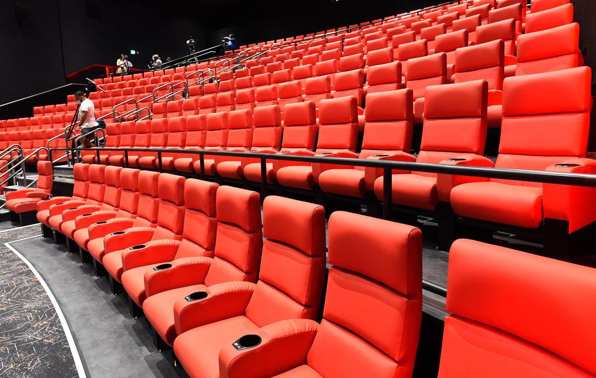 Luxury seating with more legroom as seen Thursday May 13, 2021, in the newly renovated Regal Cinemas at River Park, formerly Regal Edwards Theater, which also features a modernized concession bar, self-serve ticket kiosks, a bar (under construction)and IMAX cinema.