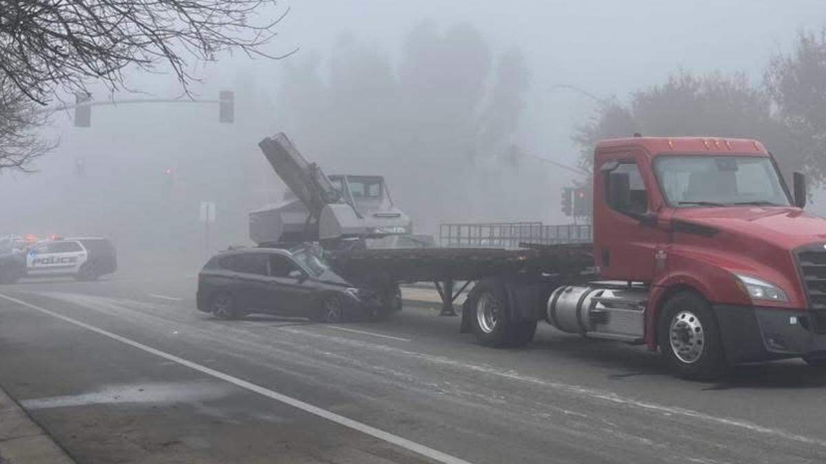 An 18-year-old is in critical condition after colliding with a semi truck in Clovis, California on Friday, January 16, 2026.