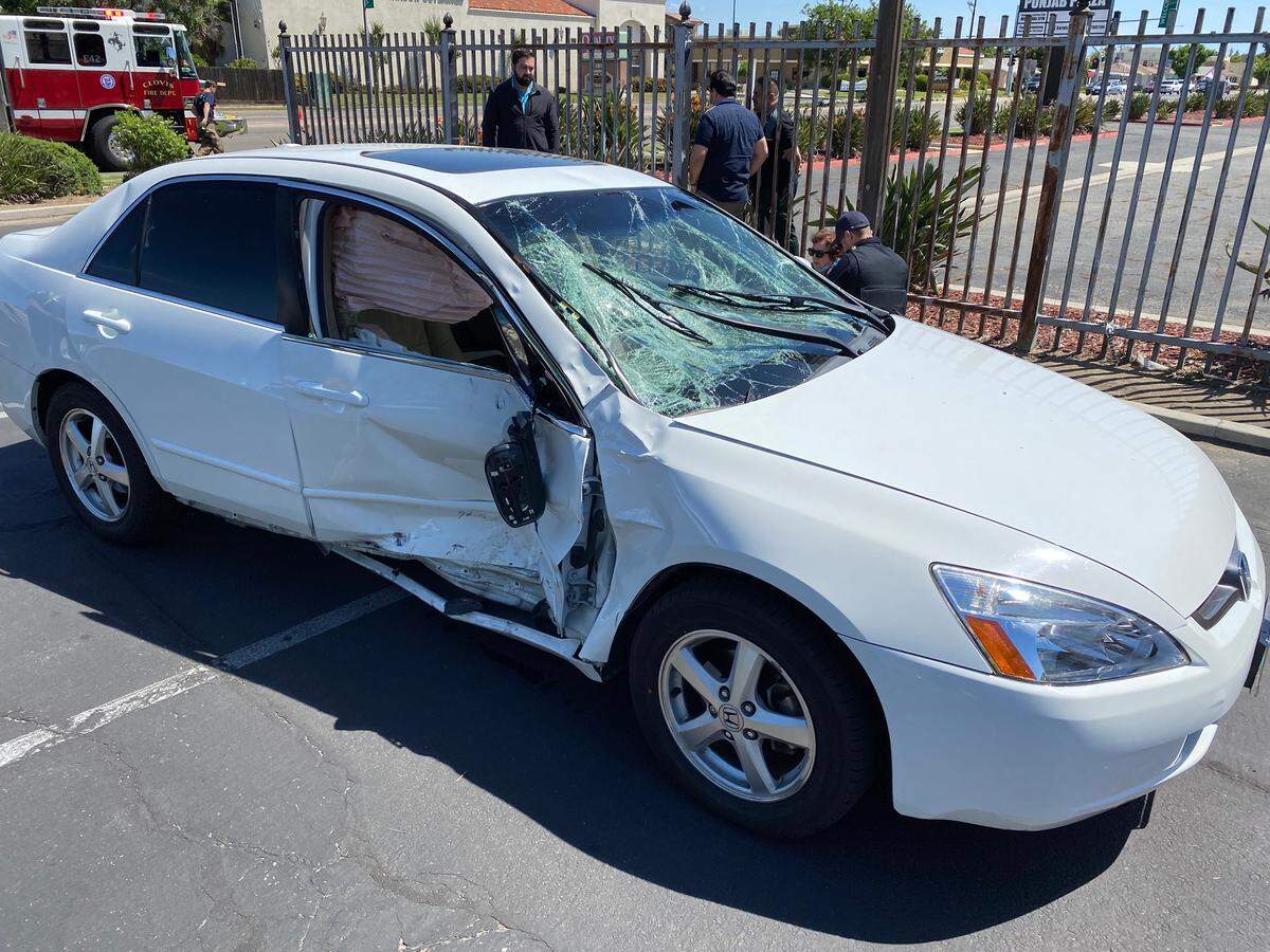 A man was seriously injured when his motorcycle collided with a vehicle in Clovis on Saturday, May 2, 2020.