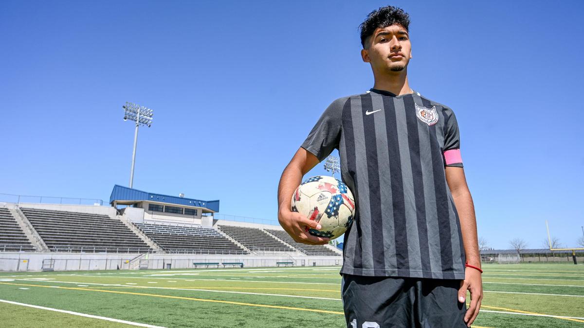 Alan Gutierrez of Central High School, photographed at Koligian Stadium in west Fresno, is The Bee’s boys soccer player of the year, 2022.
