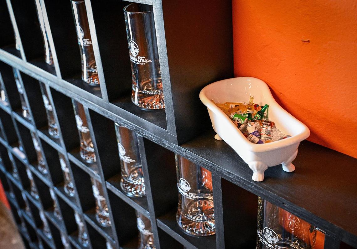 A tiny tub filled with mini beers sitting atop a shelf of beer steins is a tribute to the old days of the Van Ness Village music venue where beer was chilled in a clawfoot tub. New tenant Summer Fox will have draft beer on site and/or for growlers and crowlers.