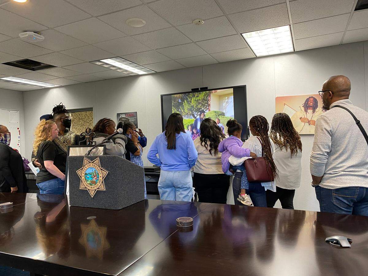 The family of Jovanni Boyd shot and killed at a Fresno apartment in November 2020 remember him watching a slide show on Wednesday, Nov. 24, 2021.