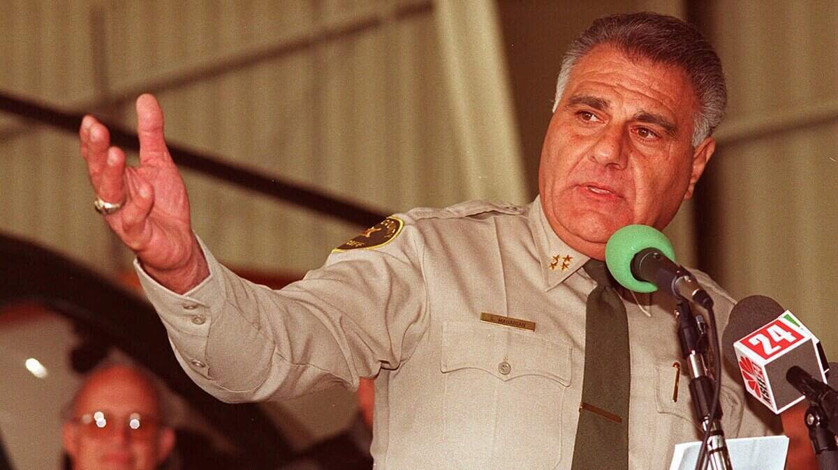 Former Fresno County Sheriff Steve Magarian, seen here in a press conference in 1997, has died. He was 82 years old.